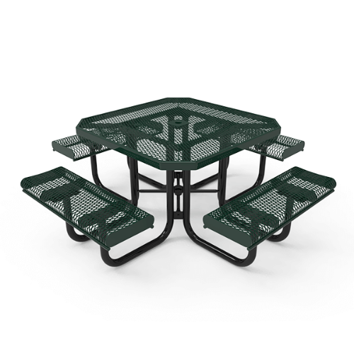 46" ELITE Rolled Edged Octagonal Thermoplastic Steel Picnic Table - Expanded Metal