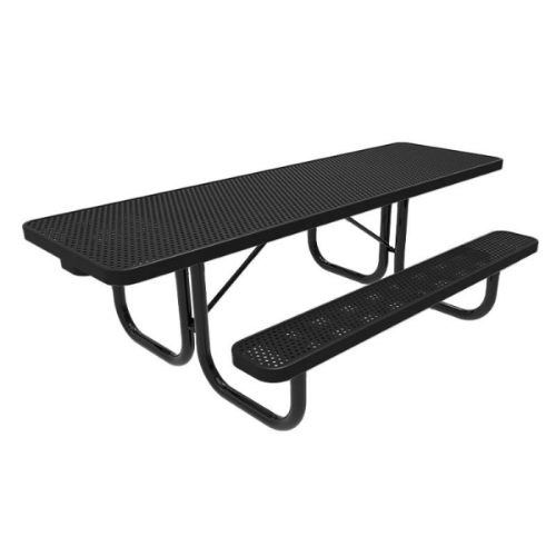 8 ft. ELITE ADA Double End Rectangular Thermoplastic Steel Picnic Table - Perforated Metal