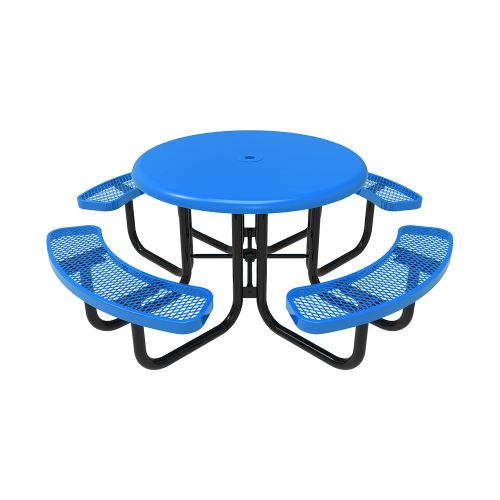 46" ELITE Round Solid Top Thermoplastic Steel Picnic Table - Expanded Metal