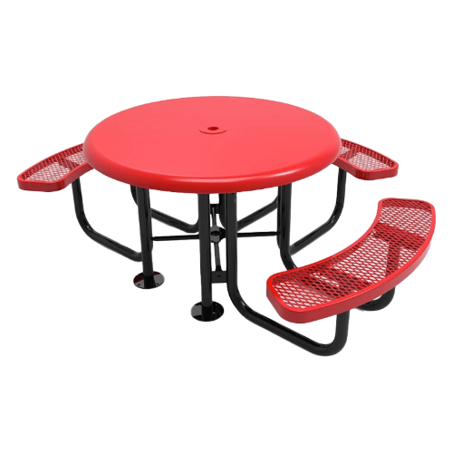 46" ELITE 3-Seat Solid Top Round Thermoplastic Picnic Table - Expanded Metal