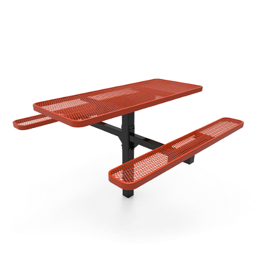 6 Ft. ELITE Rectangular Thermoplastic Steel Pedestal Picnic Table - Inground Expanded Metal