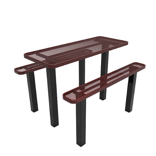 6 ft. ELITE Rectangular Thermoplastic Steel Independent Pedestal Picnic Table -  Inground Mount - Expanded Metal