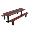 6 ft. ELITE Rectangular Thermoplastic Steel Independent Pedestal Picnic Table -  Surface Mount - Perforated Metal