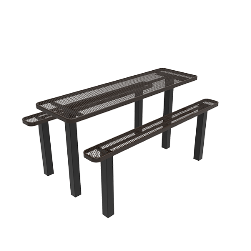 8 ft. ELITE Rectangular Thermoplastic Steel Independent Pedestal Picnic Table - Inground Mount - Expanded Metal