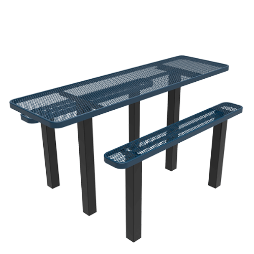8 ft. ELITE ADA Double End Rectangular Thermoplastic Steel Independent Pedestal Picnic Table - Inground Mount - Expanded Metal
