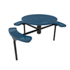 46” ELITE Nexus 3-Seat Round Thermoplastic Steel Picnic Table - Inground Mount - Perforated Metal