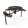 46” ELITE Nexus 3-Seat Round Thermoplastic Steel Picnic Table - Inground Mount - Expanded Metal