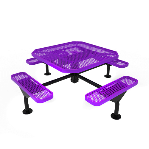 46” ELITE Nexus Octagon Thermoplastic Steel Picnic Table - Surface Mount - Expanded Metal