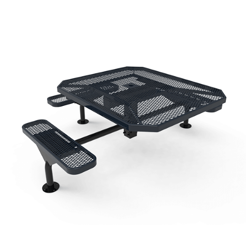 46” X 54" ELITE Nexus 3-Seat Octagon Thermoplastic Steel Picnic Table - Surface Mount - Expanded Metal