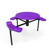 46” ELITE Nexus 3-Seat Round Solid Top Thermoplastic Steel Picnic Table - Inground Mount - Perforated Metal