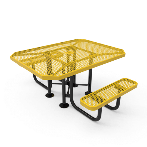 46" x 62” ADA RHINO 2-Seat Octagon Thermoplastic Picnic Table - Expanded Metal
