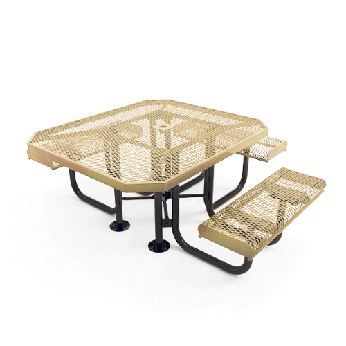 46" x 54” ADA ELITE Rolled Edge 3-Seat Octagon Thermoplastic Picnic Table - Expanded Metal