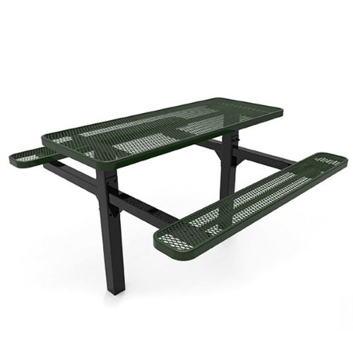 8 Ft. RHINO Rectangular Thermoplastic Steel Double Pedestal Picnic Table - Inground Mount Expanded Metal