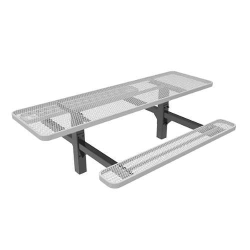 8 ft. RHINO ADA Double End Rectangular Thermoplastic Steel Double Pedestal Picnic Table - Inground Mount Expanded Metal