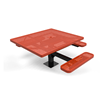 46" X 54” ADA RHINO 3-Seat Square Thermoplastic Pedestal Picnic Table - Surface Mount Perforated Metal