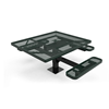 46" X 54” ADA RHINO 3-Seat Square Thermoplastic Pedestal Picnic Table - Surface Mount Expanded Metal