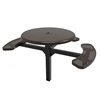 46" X 54” RHINO Solid Top 3-Seat Round Thermoplastic Pedestal Picnic Table - Inground Mount - Perforated Metal