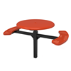46" x 54” RHINO Solid Top 2-Seat Round Thermoplastic Pedestal Picnic Table - Inground Mount - Perforated Metal