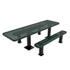 8 ft. RHINO ADA Single End Rectangular Thermoplastic Steel Independent Pedestal Picnic Table - Surface Mount - Perforated Metal