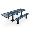 8 ft. RHINO ADA Single End Rectangular Thermoplastic Steel Independent Pedestal Picnic Table - Surface Mount - Expanded Metal
