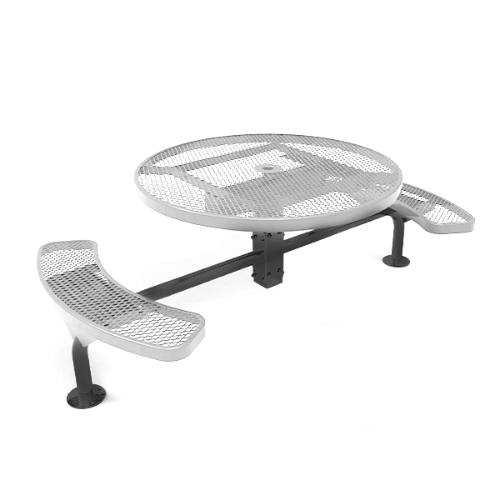 46” RHINO Nexus 2-Seat Round Thermoplastic Steel Picnic Table - Surface Mount - Expanded Metal