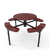46” RHINO Nexus Round Solid Top Thermoplastic Steel Picnic Table - Inground Mount - Perforated Metal