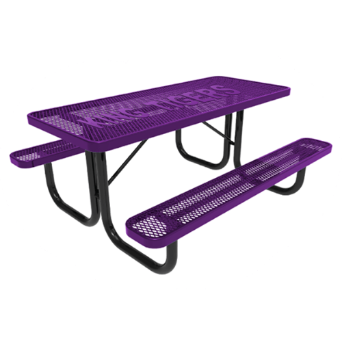 6 ft. ELITE Custom School Rectangular Thermoplastic Steel Picnic Table, Expanded Metal