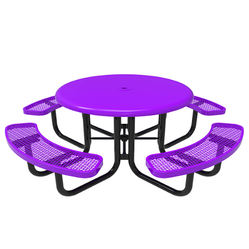 46" ELITE Child's Elementary School Round Solid Top Thermoplastic Steel Picnic Table - Expanded Metal