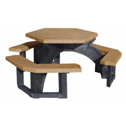 41” Solid Top Hexagonal Recycled Plastic Picnic Table