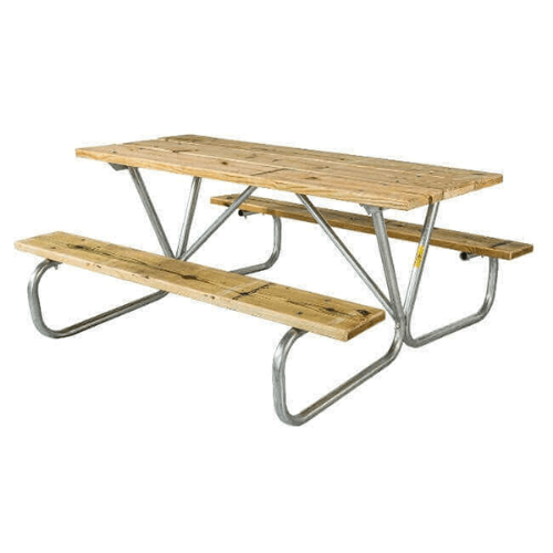 8 Ft. Rectangle Wooden Picnic Table With Welded 1 5/8" Frame