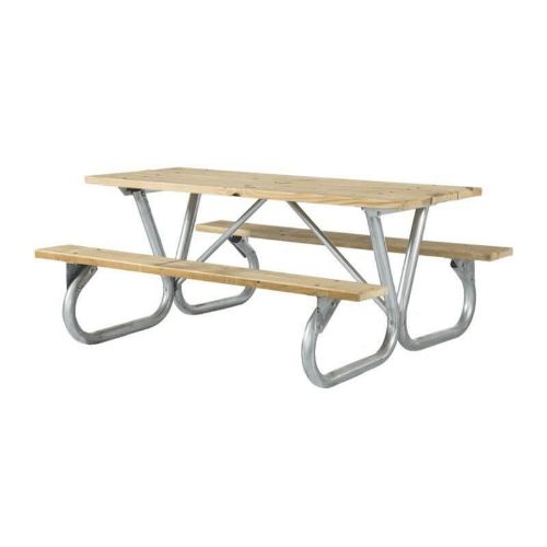 6 Ft. Rectangle Wooden Picnic Table With Bolted 2 3/8" Frame