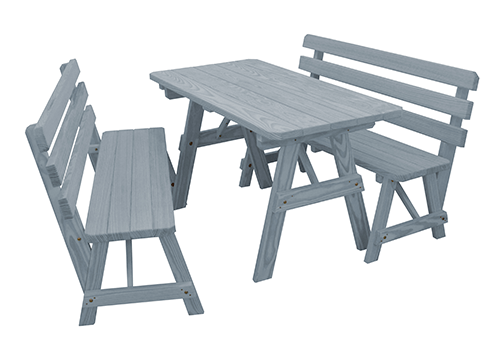 4 Ft. Traditional Detached Backed Benches Wooden Picnic Table In Southern Yellow Pine Or Western Red Cedar Lumber