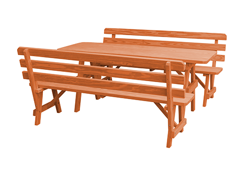8 Ft. Traditional Detached Backed Benches Wooden Picnic Table In Southern Yellow Pine Or Western Red Cedar Lumber