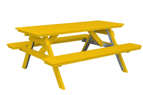 6 Ft. Traditional Recycled Plastic Picnic Table - Yellow