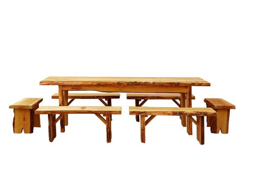 8 ft. Autumnwood Picnic Table with Four 4 ft. and Two 2 ft. Wildwood Detached Benches Set