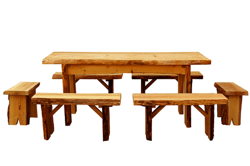 6 Ft. Autumnwood Picnic Table With Four 3 Ft. And Two 2 Ft. Wildwood Detached Benches Set