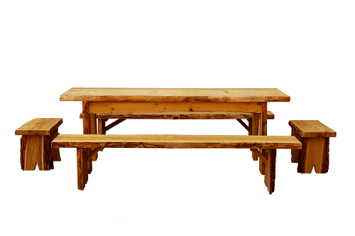 8 ft. Autumnwood Picnic Table with Two 8 ft. and Two 2 ft. Wildwood Detached Benches Set