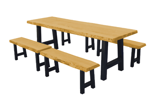 8 Ft. Ridgemont Picnic Table With Four 4 Ft. Detached Benches Set
