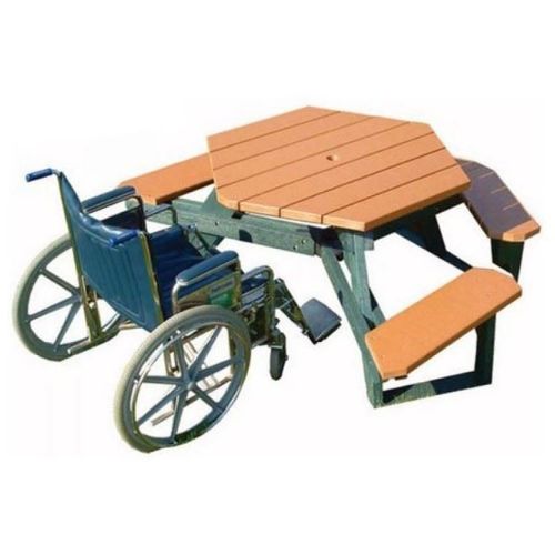 46" ADA Open Hexagonal Recycled Plastic Picnic Table