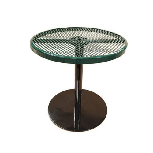 36TABX30 - 36" Round Expanded Metal Dining Height Pedestal Table With Cast-Iron Base