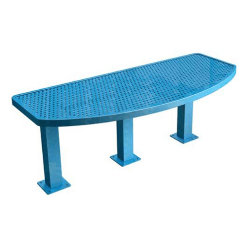 72STAB30 - 72” Semi-Oval Perforated Steel Tri Pedestal Dining Table