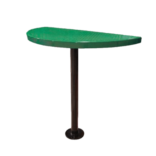STAB40-PERF - 44” X 22” Semi-Circular Perforated Steel Cafe Counter Pedestal Table