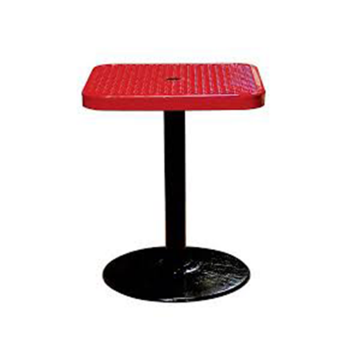 SQ24TABX30 - 24" Square Expanded Metal Dining Height Pedestal Table With Cast-Iron Base