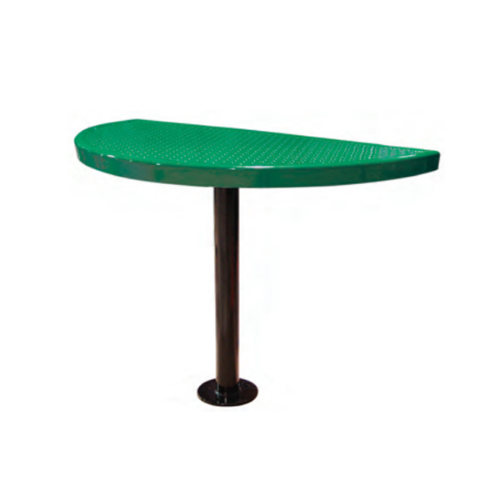 STAB30-PERF -  44” X 22” Semi-Circular Perforated Steel Cafe Dining Pedestal Table