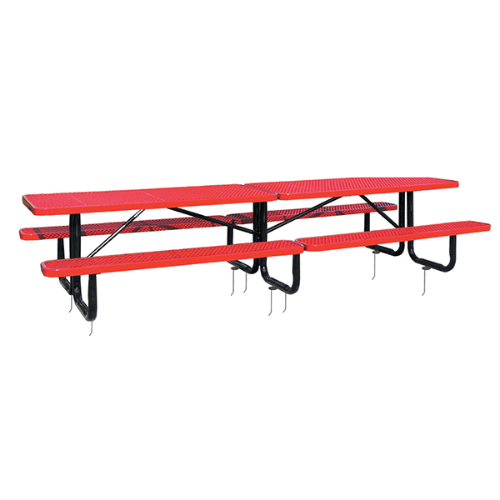 T12XPIG - 12 FT. Rectangle Thermoplastic Expanded Steel Picnic Table With Black Inground Galvanized Steel Frame