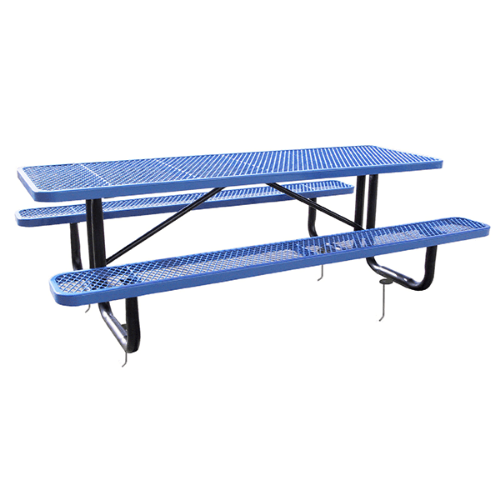 T8XPIG - 8 FT. Rectangle Thermoplastic Expanded Steel Picnic Table With Black Inground Galvanized Steel Frame 