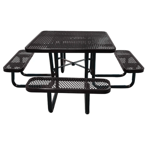 T46SQP - 46” Square Thermoplastic Expanded Steel Picnic Table With With Black Portable Galvanized Steel Frame