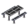 6 Ft. Innovated Style 4-4 Double Pedestal Octagonal Thermoplastic Steel Picnic Table With 2 Unattached Seats, Surface Mount