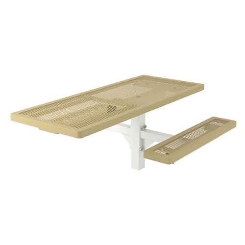 T6RCPEDHDCPS - 6 Ft. ADA Regal Style Single Pedestal Rectangular Thermoplastic Steel Picnic Table With 4’ Benches, Inground Mount