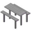 6 Ft. Rolled Style 4-4 Double Pedestal Rectangle Thermoplastic Steel Picnic Table With Unattached Benches, Surface Mount